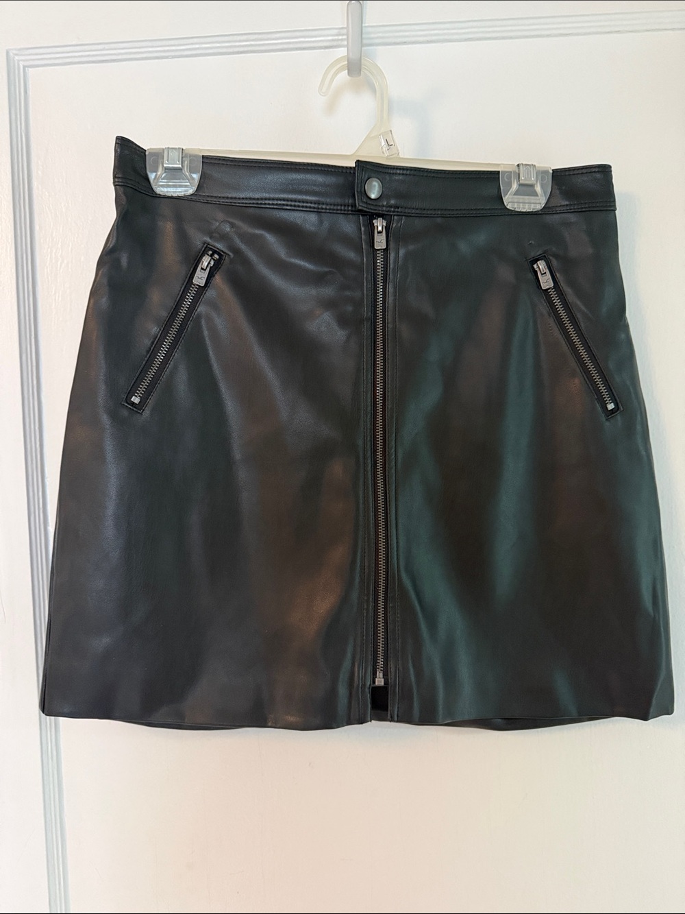 Hollister Black Faux Leather Zip-Front Mini Skirt